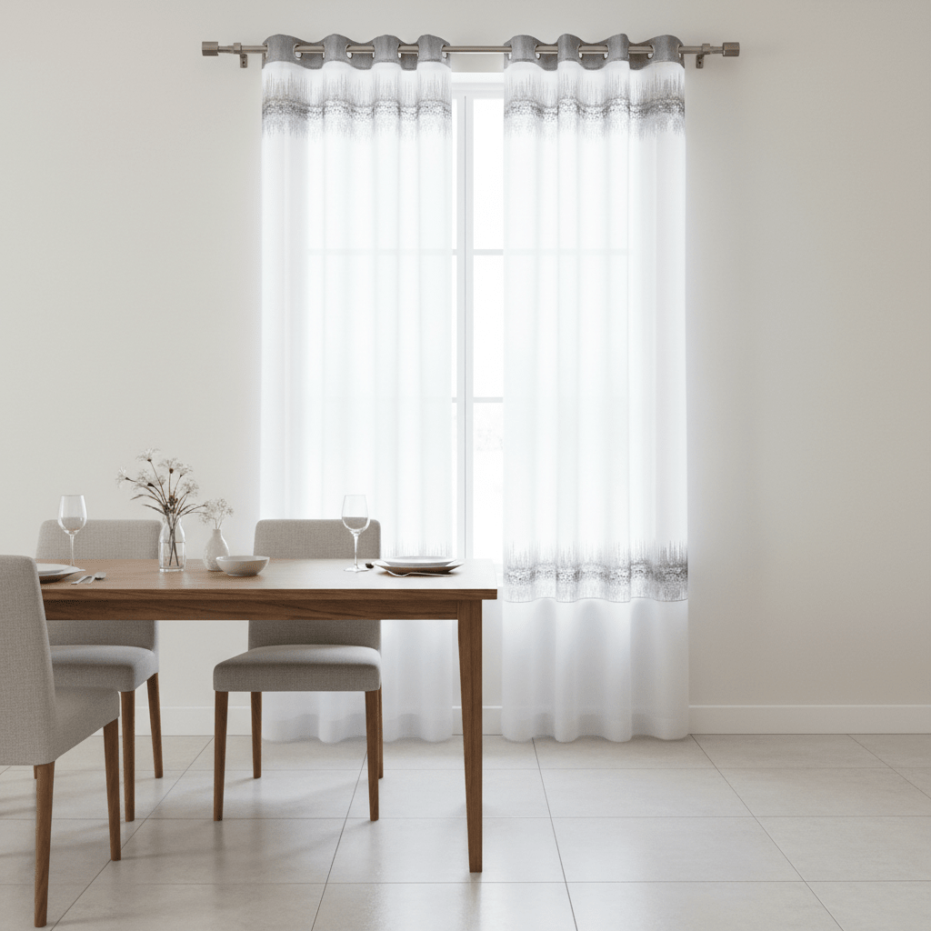 Elegantni Srebrni Paravan za Prozor sa Grommetima - 140x240 cm – Zavjese i Paravani – 140 x 240 cm Srebrna/Bijela – slika 5