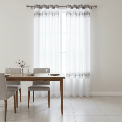 Elegantni Srebrni Paravan za Prozor sa Grommetima - 140x240 cm – Zavjese i Paravani – 140 x 240 cm Srebrna/Bijela – slika 5