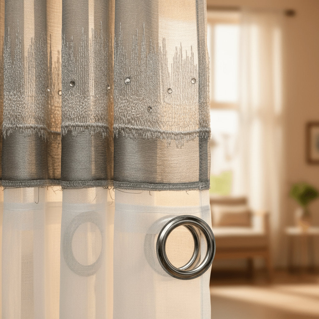 Elegantni Srebrni Paravan za Prozor sa Grommetima - 140x240 cm – Zavjese i Paravani – 140 x 240 cm Srebrna/Bijela – slika 3