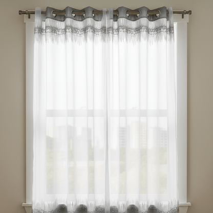 Elegantni Srebrni Paravan za Prozor sa Grommetima - 140x240 cm – Zavjese i Paravani – 140 x 240 cm Srebrna/Bijela – slika 4