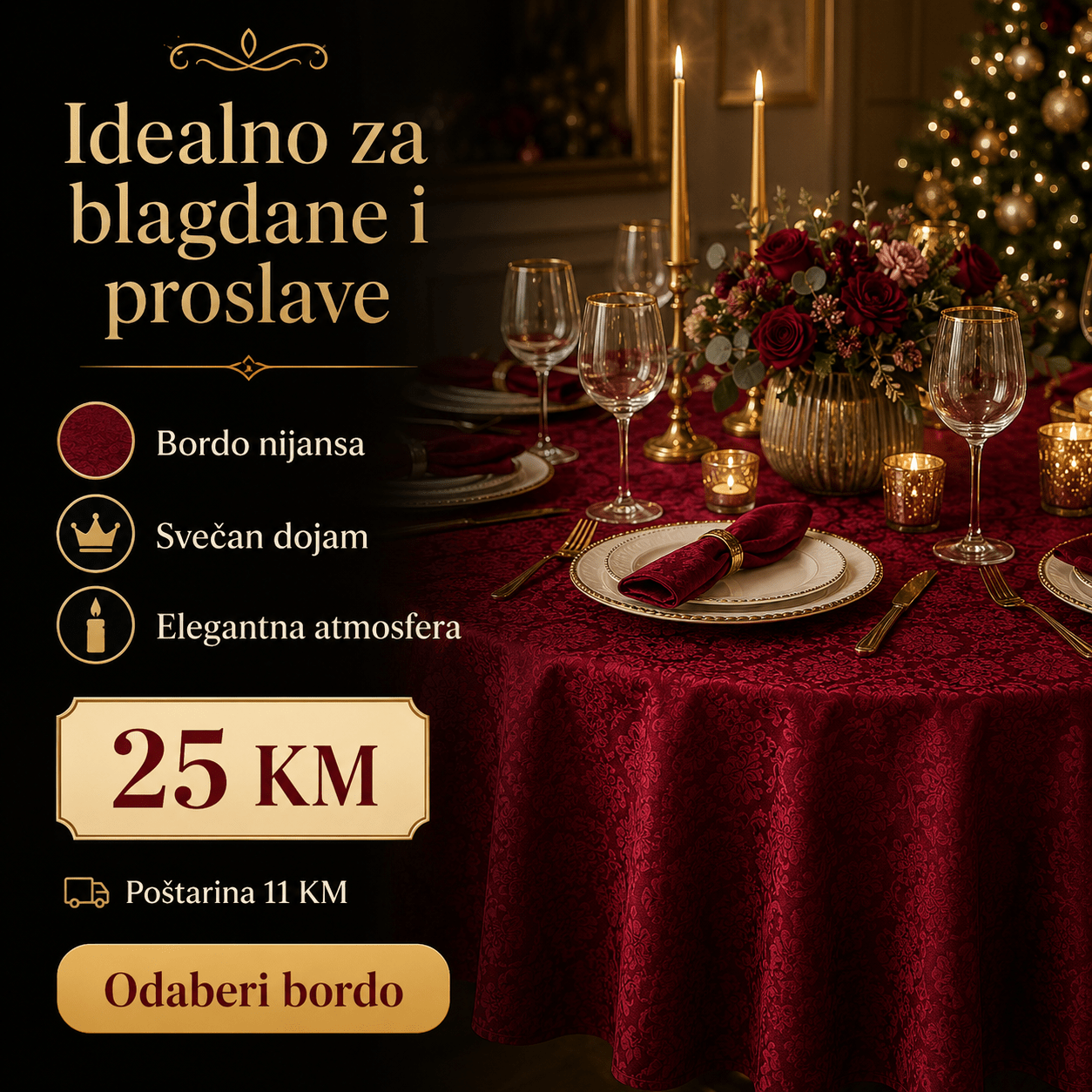Elegantni Stolnjak 180 × 180 cm – Stolnjaci – Krem-bež – slika 7