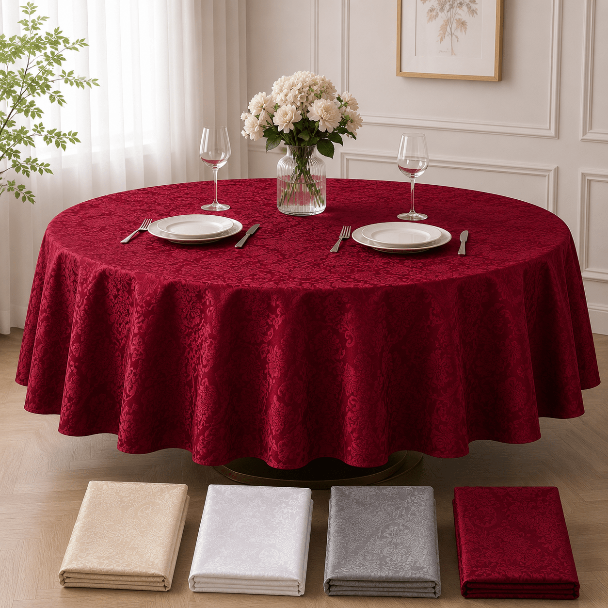 Elegantni Stolnjak 180 × 180 cm – Stolnjaci – Krem-bež – slika 1
