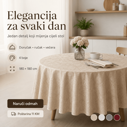 Elegantni Stolnjak 180 × 180 cm – Stolnjaci – Krem-bež – slika 8