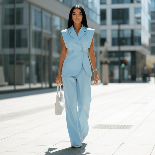 Elegantni Svijetlo Plavi Komplet – Ženski Komplet Odijelo – Univerzalna – slika 1