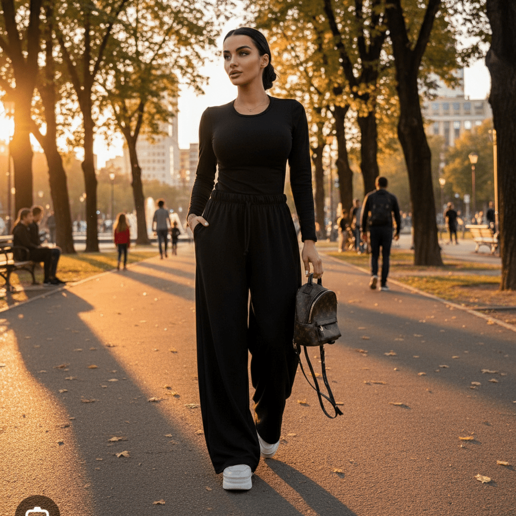 Elegantni Ženski Komplet Trenerka – Ženski Komplet – Univerzalna Crna – slika 5