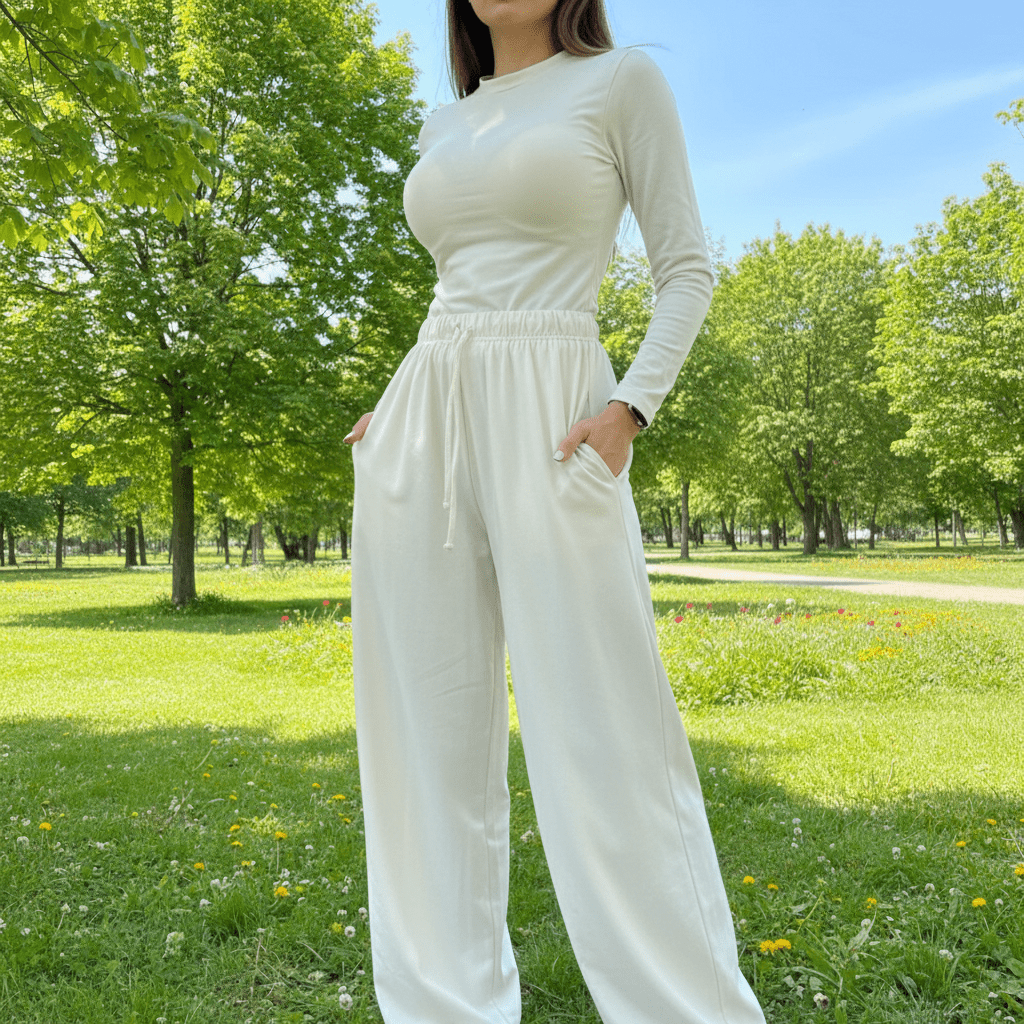 Elegantni Ženski Komplet Trenerka – Dječje igračke – Univerzalna Krem – slika 3