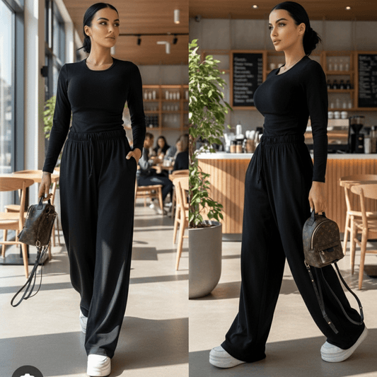 Elegantni Ženski Komplet Trenerka – Ženski Komplet – Univerzalna Crna – slika 1