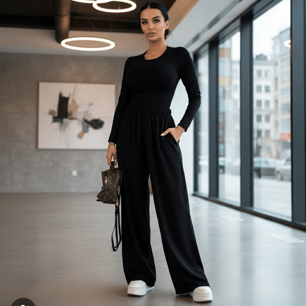 Elegantni Ženski Komplet Trenerka – Ženski Komplet – Univerzalna Crna – slika 4