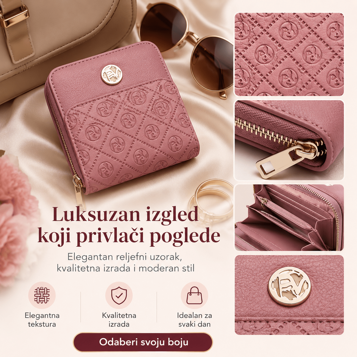 Elegantni Ženski Novčanik – – Smeđa – slika 3