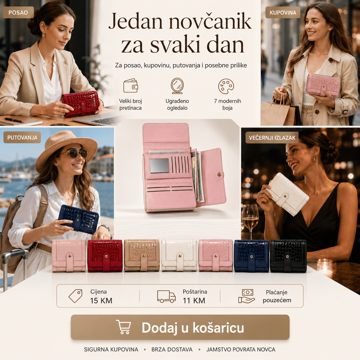 Elegantni Ženski Novčanik – – Crvena – slika 2