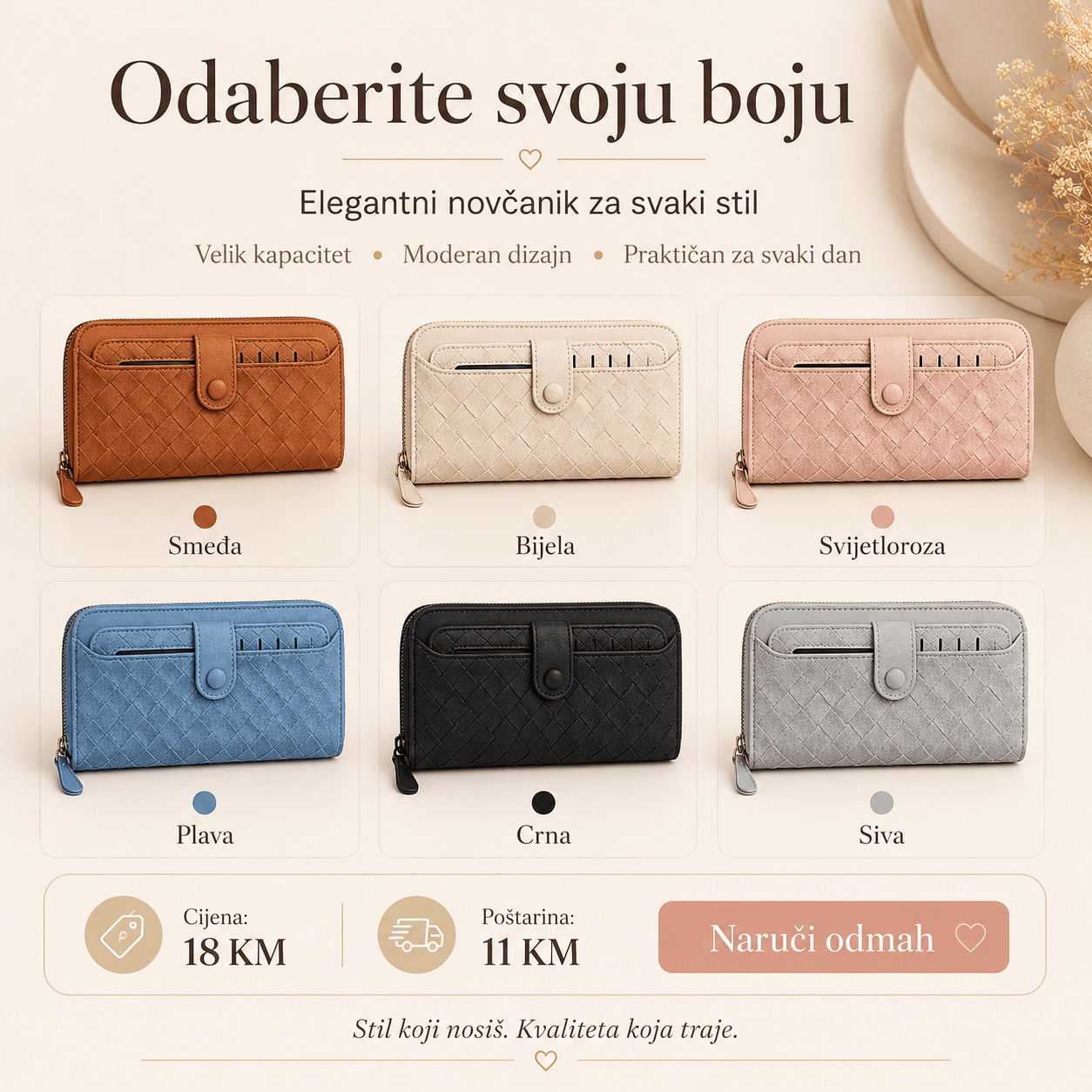 Elegantni Ženski Novčanik – – Smeđi – slika 2