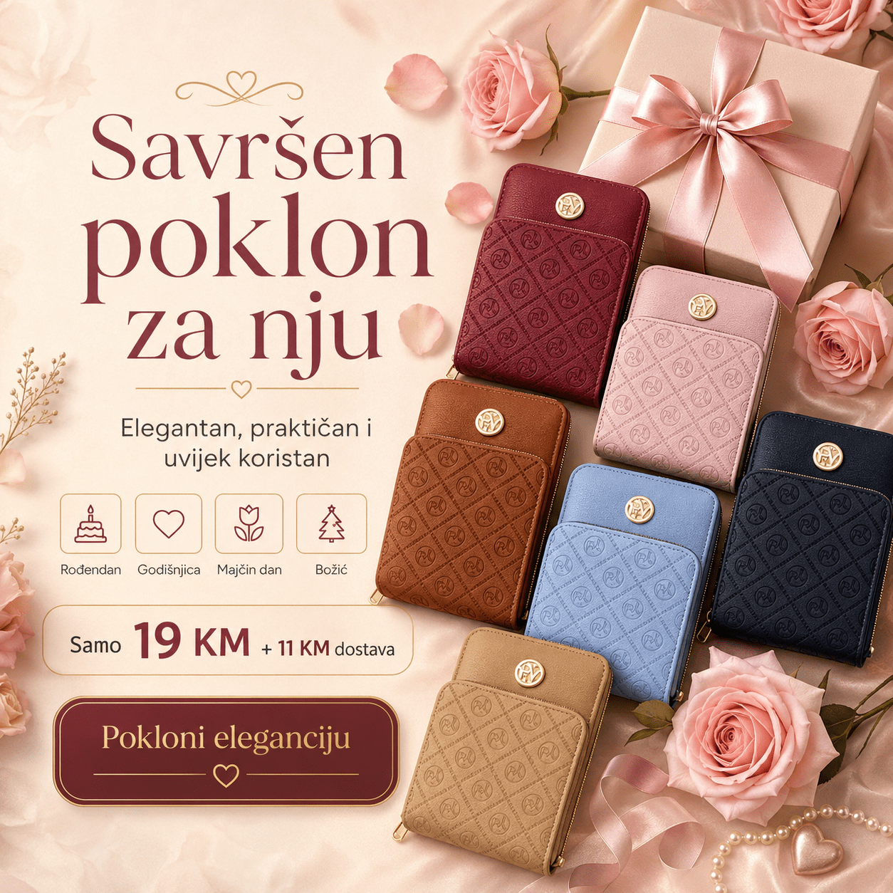 Elegantni Ženski Novčanik – – Smeđa – slika 8