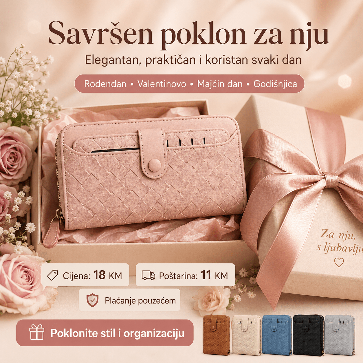 Elegantni Ženski Novčanik – – Smeđi – slika 8