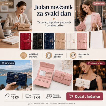Elegantni Ženski Novčanik – – Crvena – slika 3