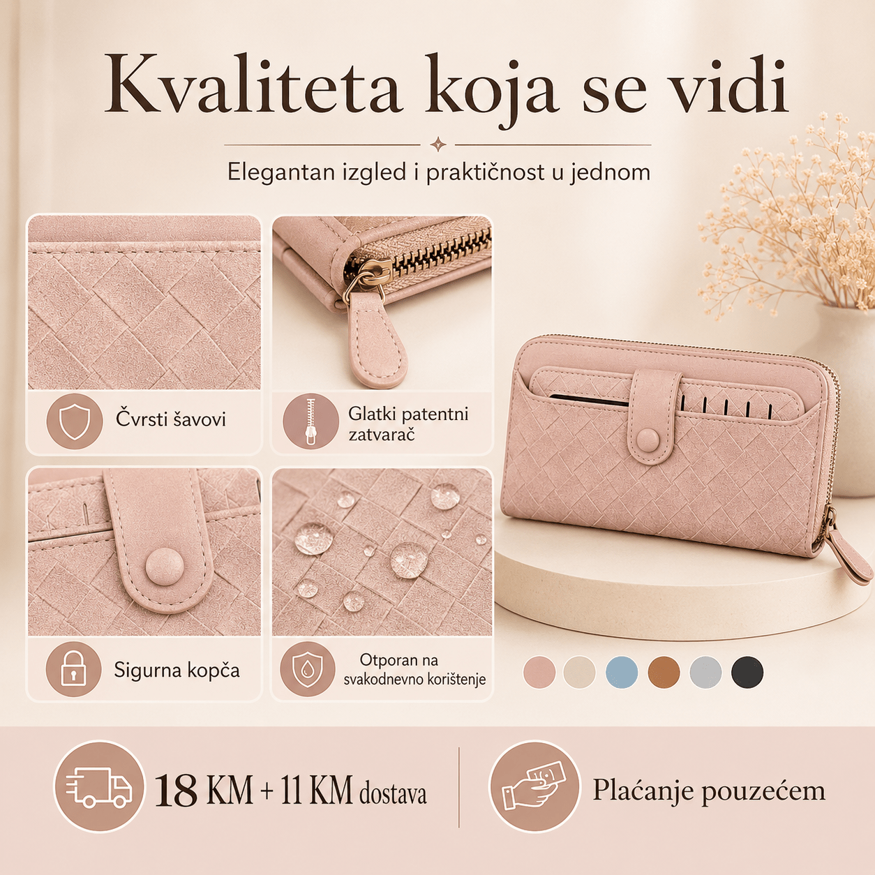 Elegantni Ženski Novčanik – – Smeđi – slika 7