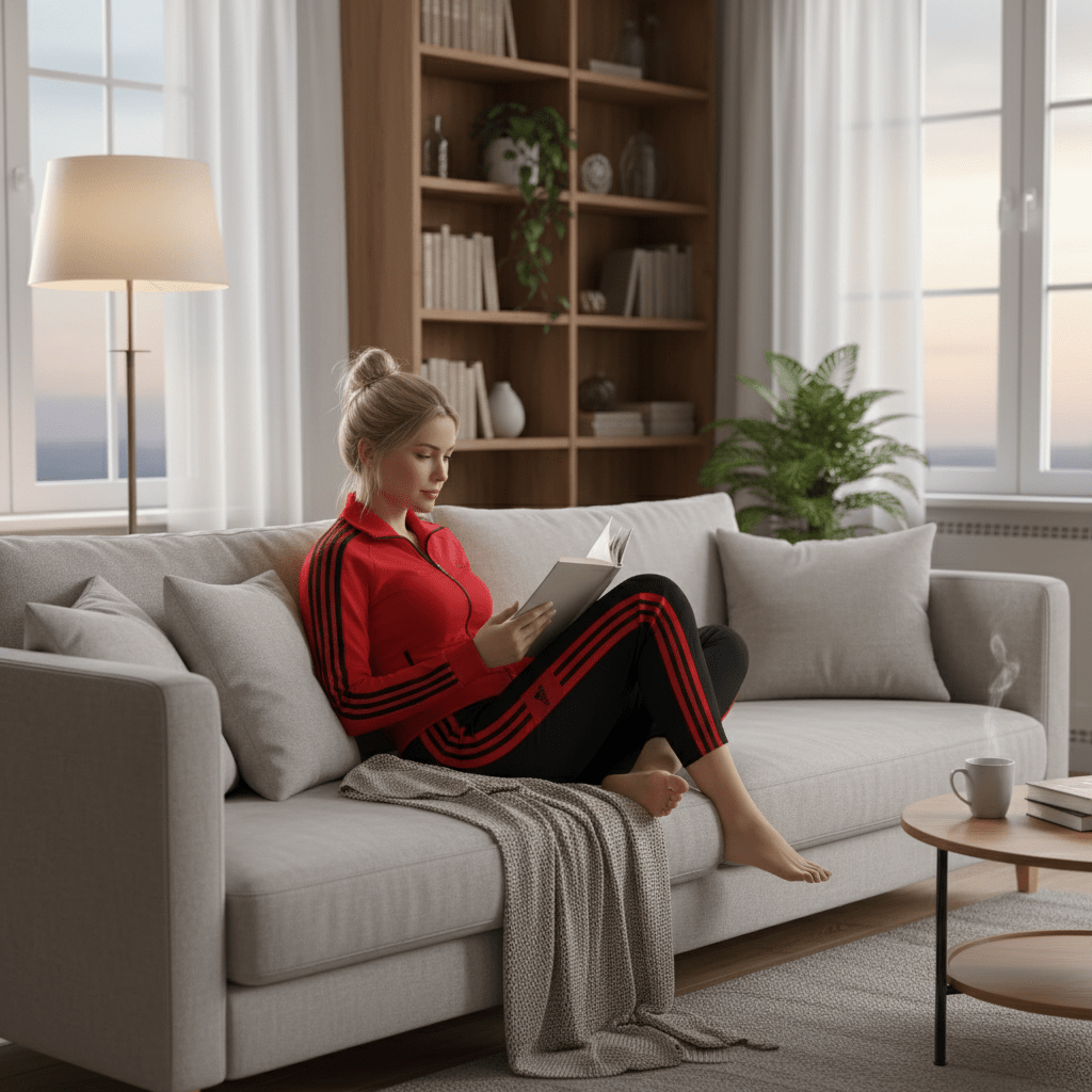 Elegantni Ženski Sportski Komplet – Ženski Trenerka Set – M Crveno - Crna – slika 6