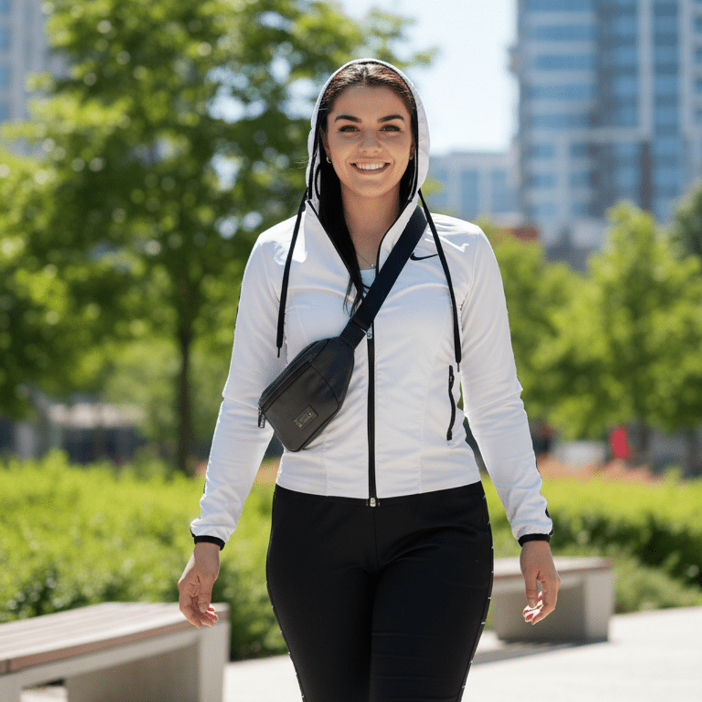 Elegantni Ženski Sportski Komplet – Trenerka – S Bijela/Crna – slika 1