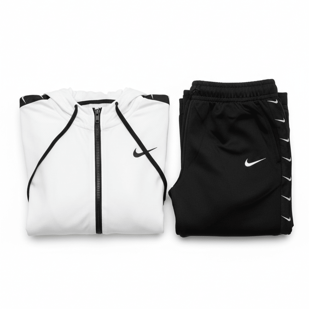 Elegantni Ženski Sportski Komplet – Trenerka – S Bijela/Crna – slika 6