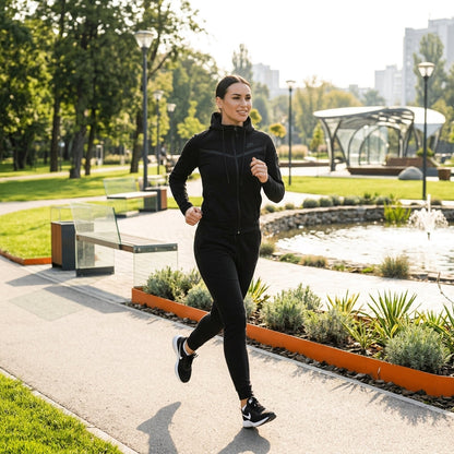 Elegantni Ženski Sportski Komplet Trenerka – Sportska odjeća – M Crna – slika 2