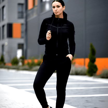 Elegantni Ženski Sportski Komplet Trenerka – Sportska odjeća – M Crna – slika 5