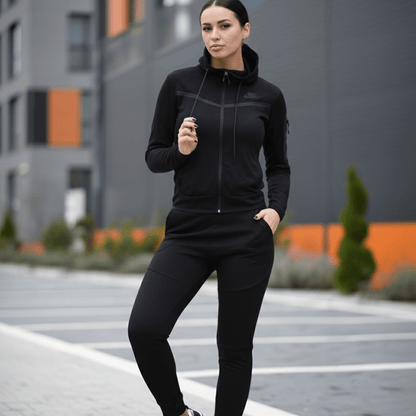 Elegantni Ženski Sportski Komplet Trenerka – Sportska odjeća – M Crna – slika 1
