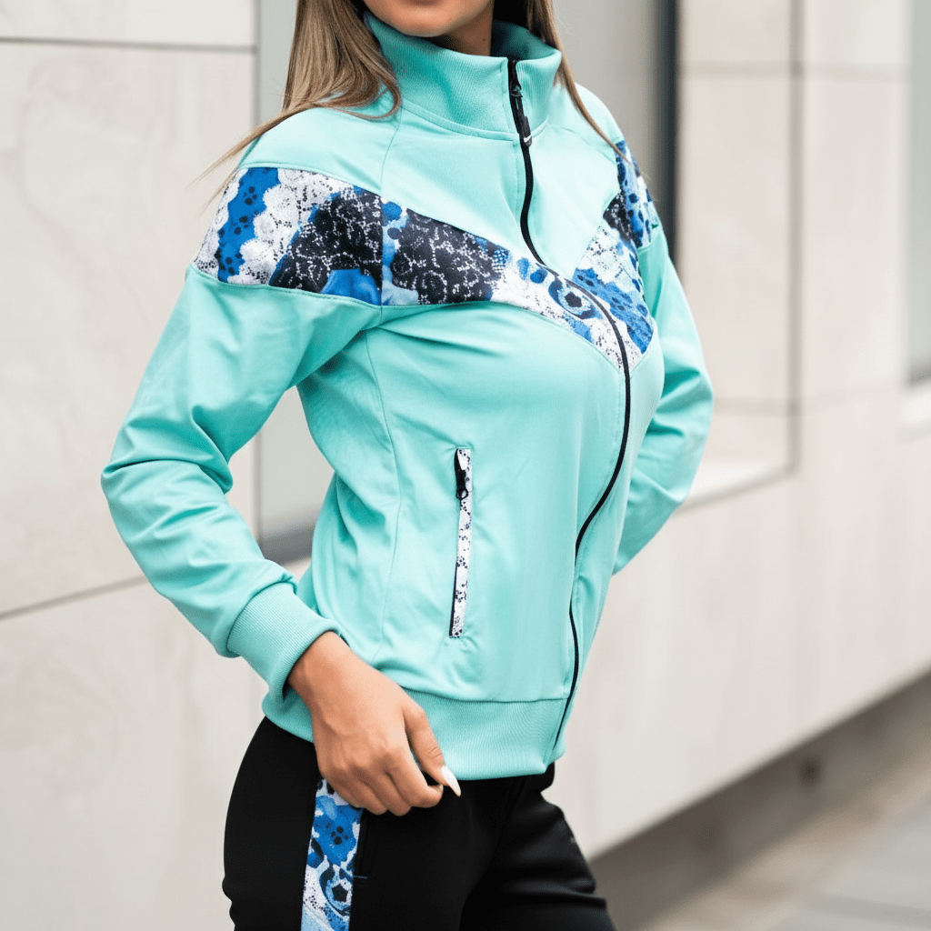 Elegantni Ženski Trenerka Komplet sa Modernim Printom – Ženska trenerka – M Svijetloplava/Crna – slika 4