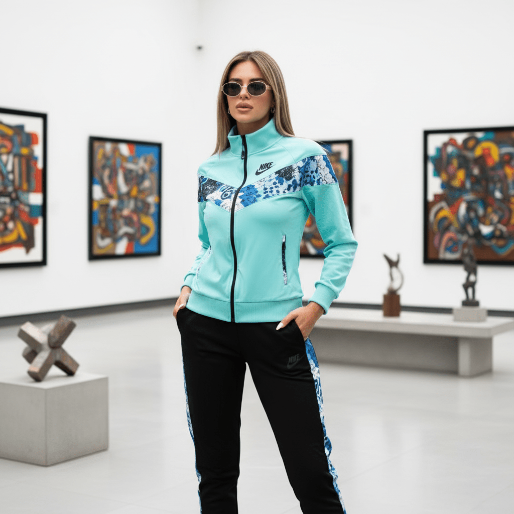 Elegantni Ženski Trenerka Komplet sa Modernim Printom – Ženska trenerka – M Svijetloplava/Crna – slika 5