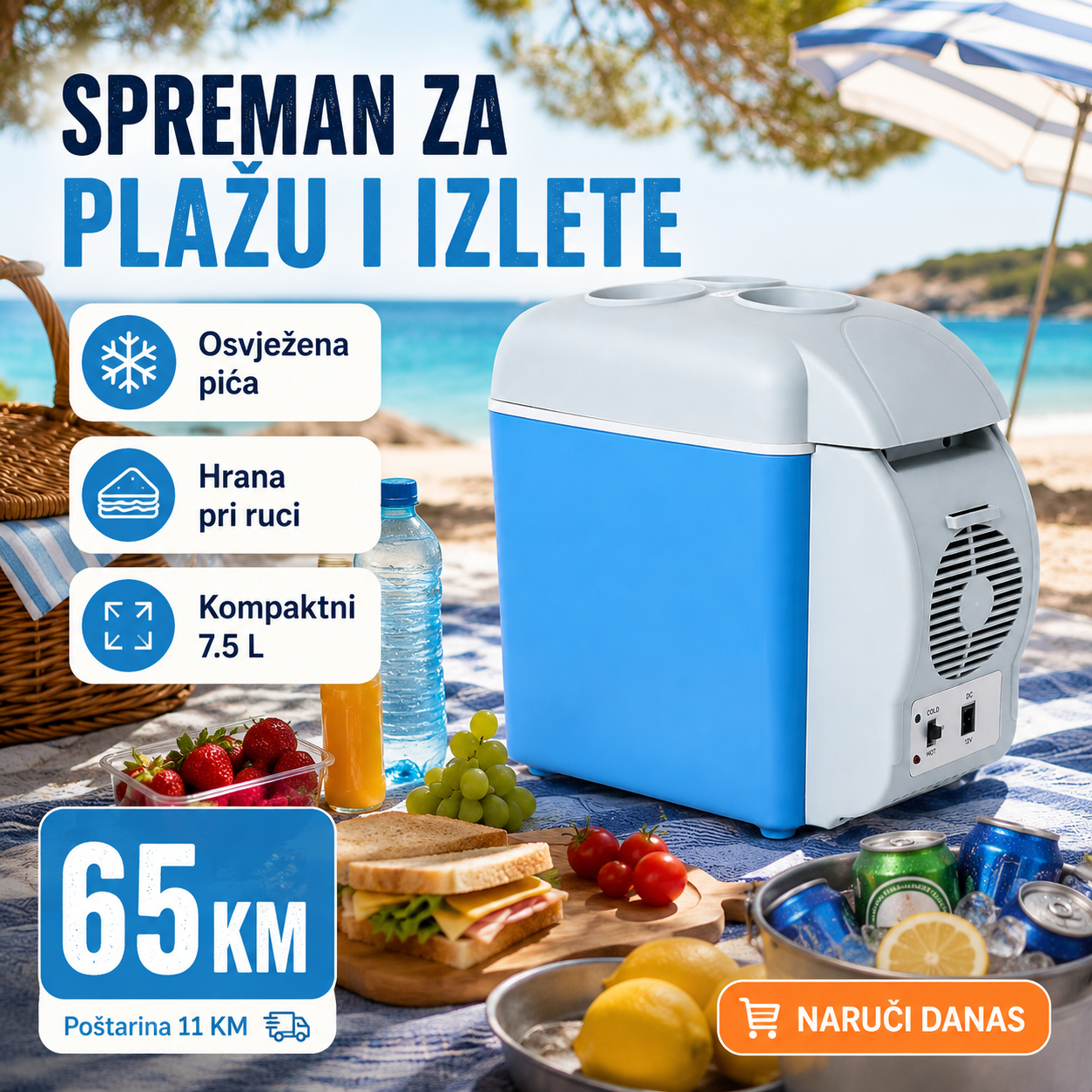 Električni Hladnjak i Grijač (7.5 L) – Kuhinjski Aparati – – slika 1