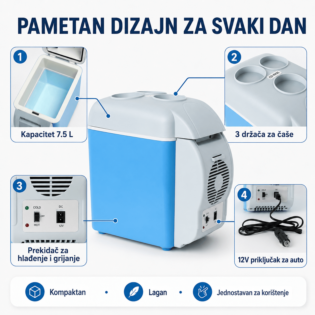 Električni Hladnjak i Grijač (7.5 L) – Kuhinjski Aparati – – slika 7