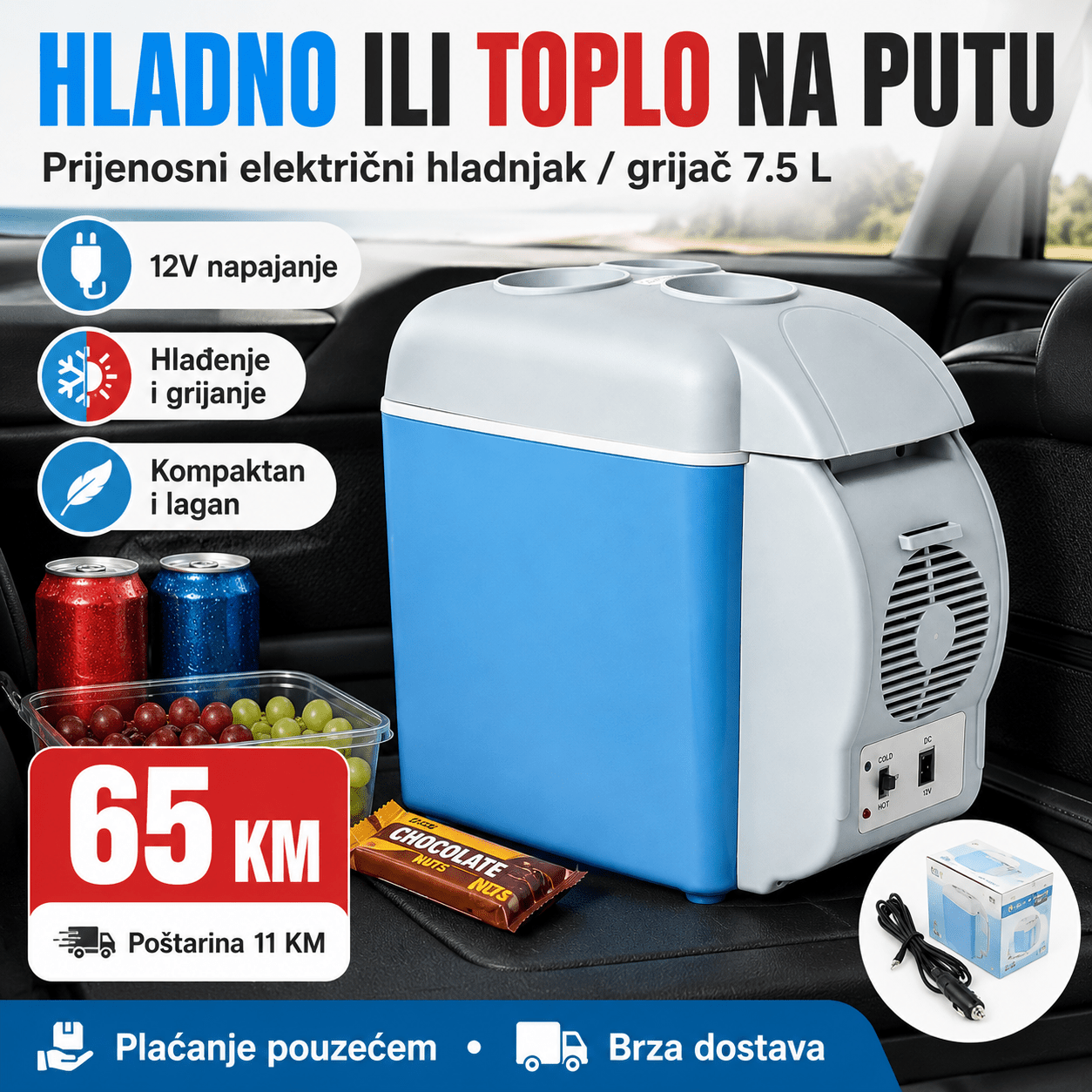 Električni Hladnjak i Grijač (7.5 L) – Kuhinjski Aparati – – slika 6