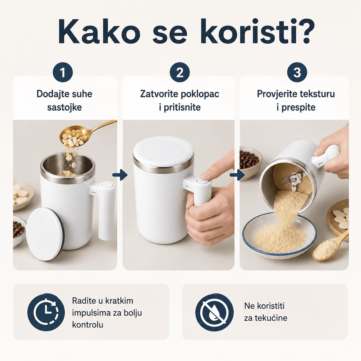 Električni mlinac u obliku šalice – za kavu – Mali kućanski aparati – Crna – slika 7
