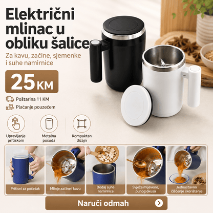 Električni mlinac u obliku šalice – za kavu – Mali kućanski aparati – Crna – slika 2