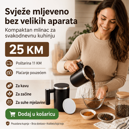 Električni mlinac u obliku šalice – za kavu – Mali kućanski aparati – Crna – slika 8