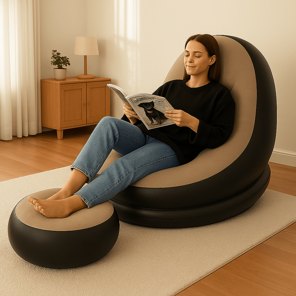 Fotelja s Tabureom na Napuhavanje - SAMO KLIKNI