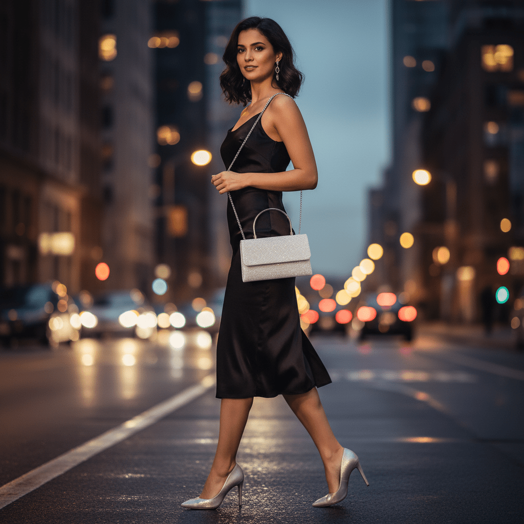 Glamurozna Srebrna Clutch Torbica sa Metalnom Ručkom – Torbe i Novčanici – Srebrna – slika 5