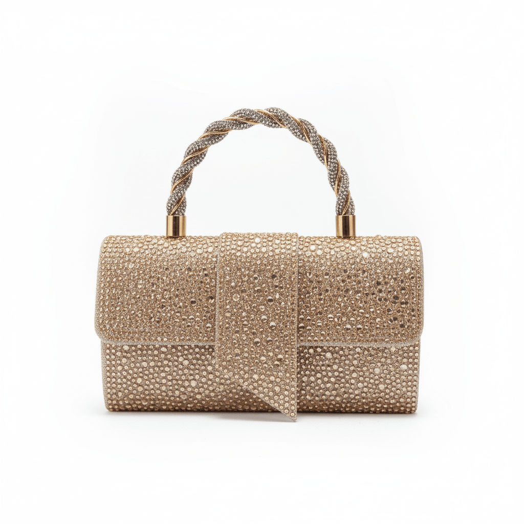 Glamurozna Zlatna Clutch Torbica sa Kristalima – Ženske torbe – Zlatna – slika 1