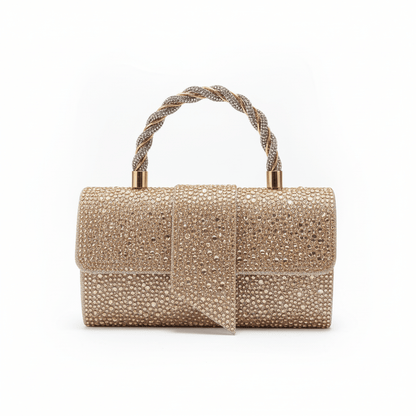 Glamurozna Zlatna Clutch Torbica sa Kristalima – Ženske torbe – Zlatna – slika 1