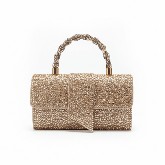 Glamurozna Zlatna Clutch Torbica sa Kristalima – Ženske torbe – Zlatna – slika 1