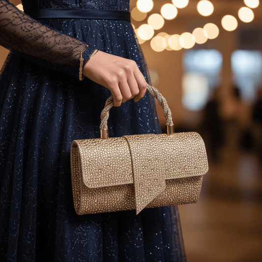 Glamurozna Zlatna Clutch Torbica sa Kristalima – Ženske torbe – Zlatna – slika 2