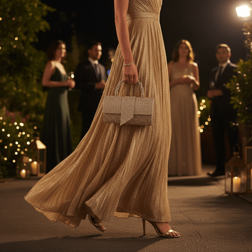 Glamurozna Zlatna Clutch Torbica sa Kristalima – Ženske torbe – Zlatna – slika 5