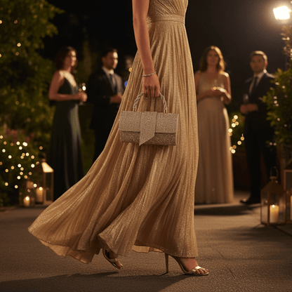 Glamurozna Zlatna Clutch Torbica sa Kristalima – Ženske torbe – Zlatna – slika 5