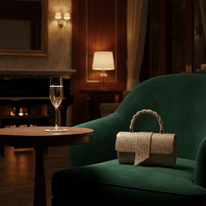 Glamurozna Zlatna Clutch Torbica sa Kristalima – Ženske torbe – Zlatna – slika 3