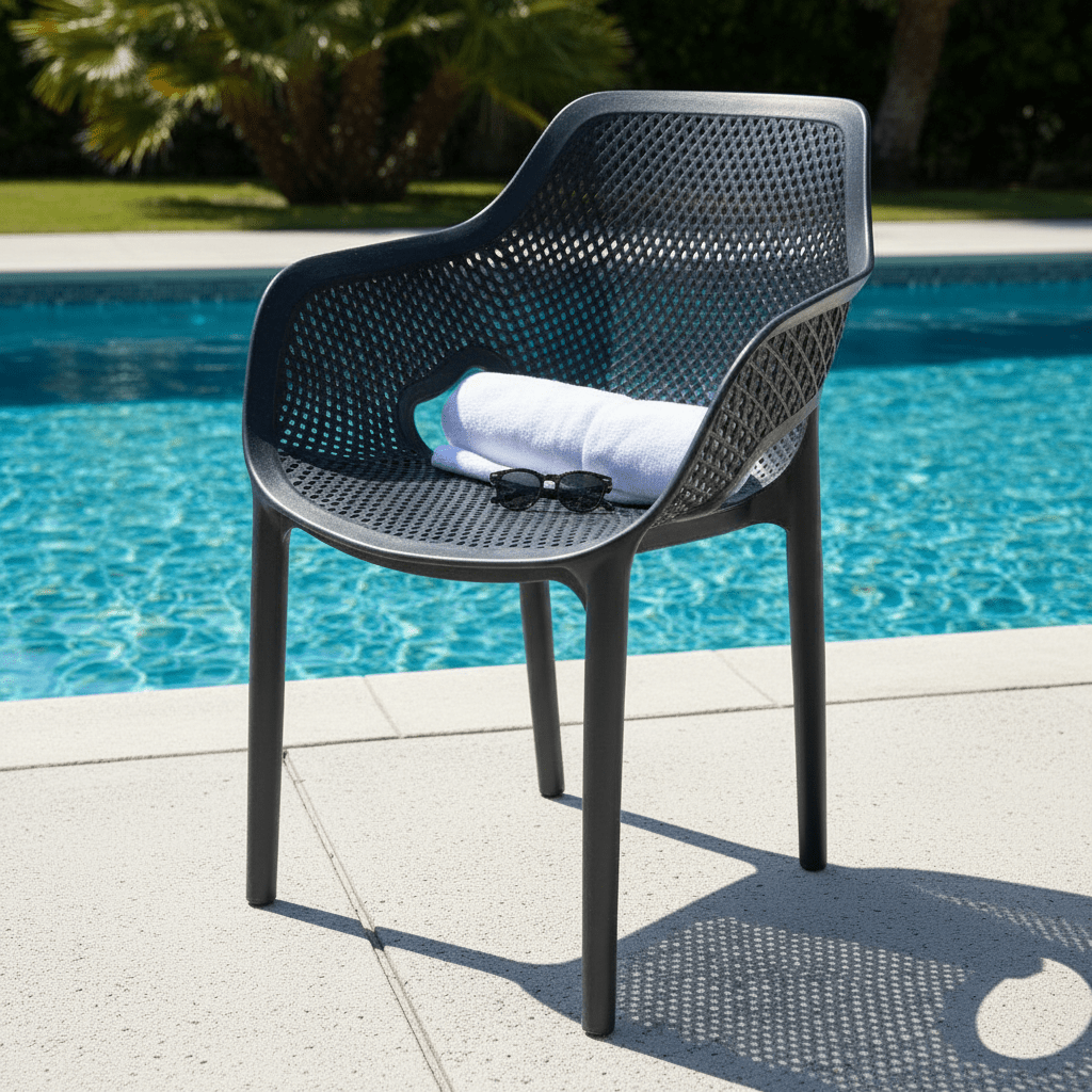 Homiver Moderna Baštenska Stolica – Baštenski Namještaj – Crna – slika 1