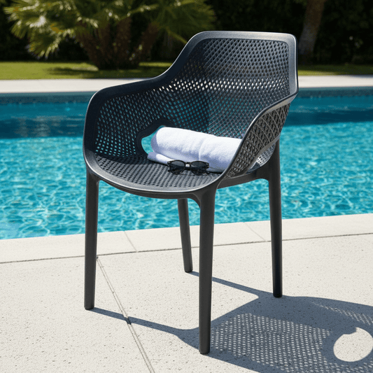 Homiver Moderna Baštenska Stolica – Baštenski Namještaj – Crna – slika 1