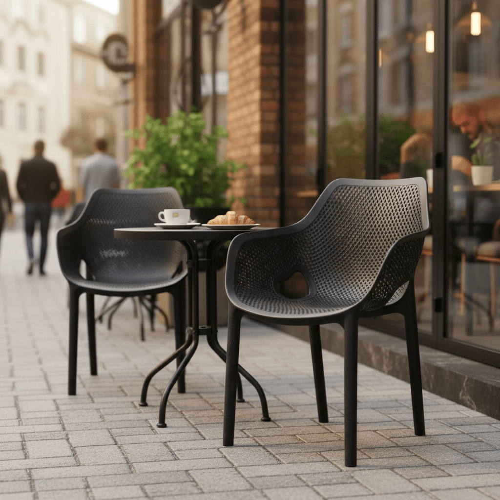 Homiver Moderna Baštenska Stolica – Baštenski Namještaj – Crna – slika 5