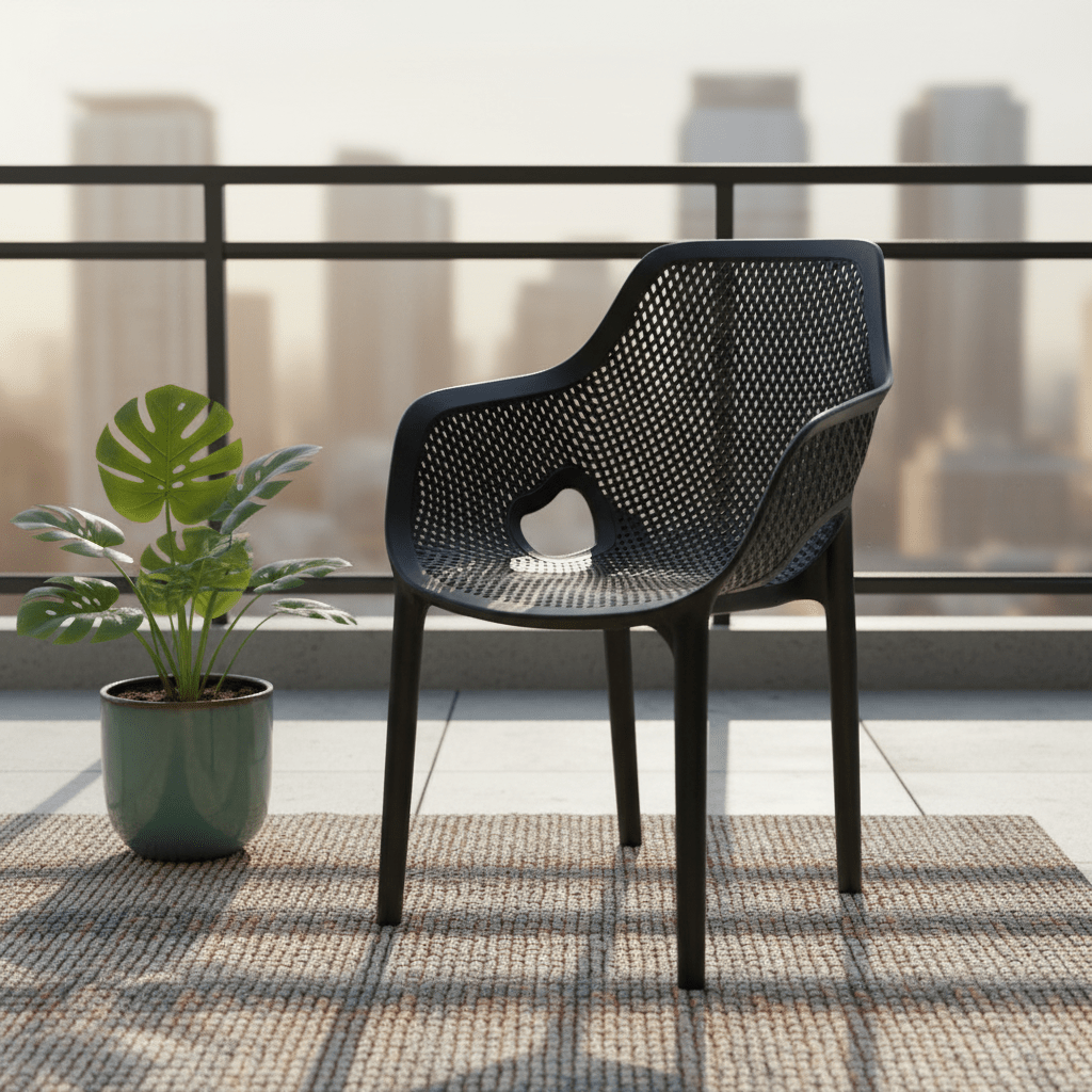 Homiver Moderna Baštenska Stolica – Baštenski Namještaj – Crna – slika 4