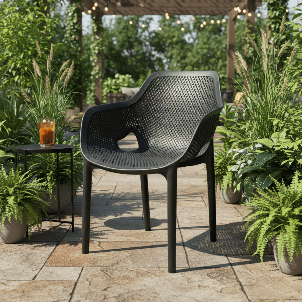 Homiver Moderna Baštenska Stolica – Baštenski Namještaj – Crna – slika 3