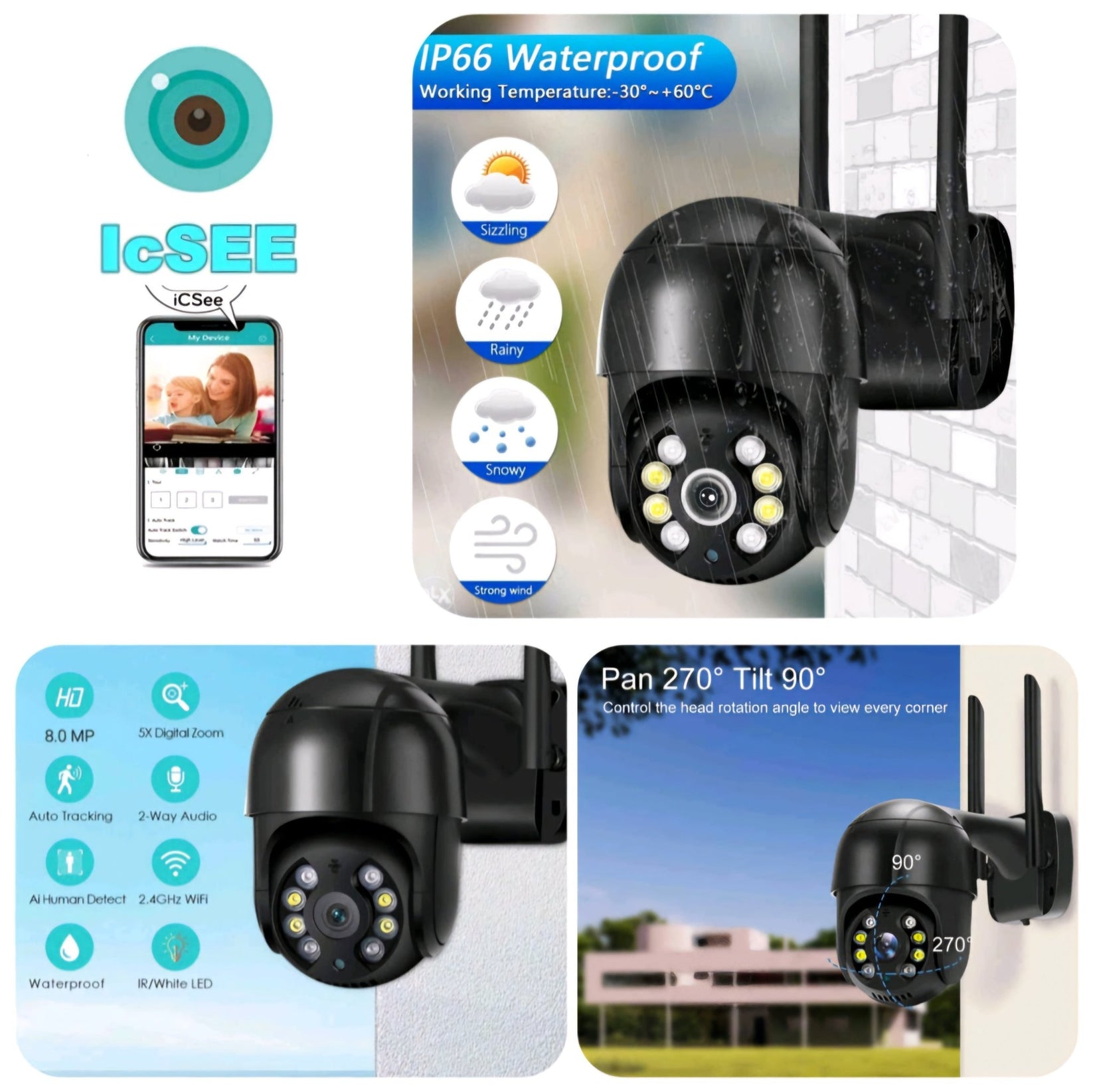 IcSee Wi - Fi kamera 8 MP – – – slika 1