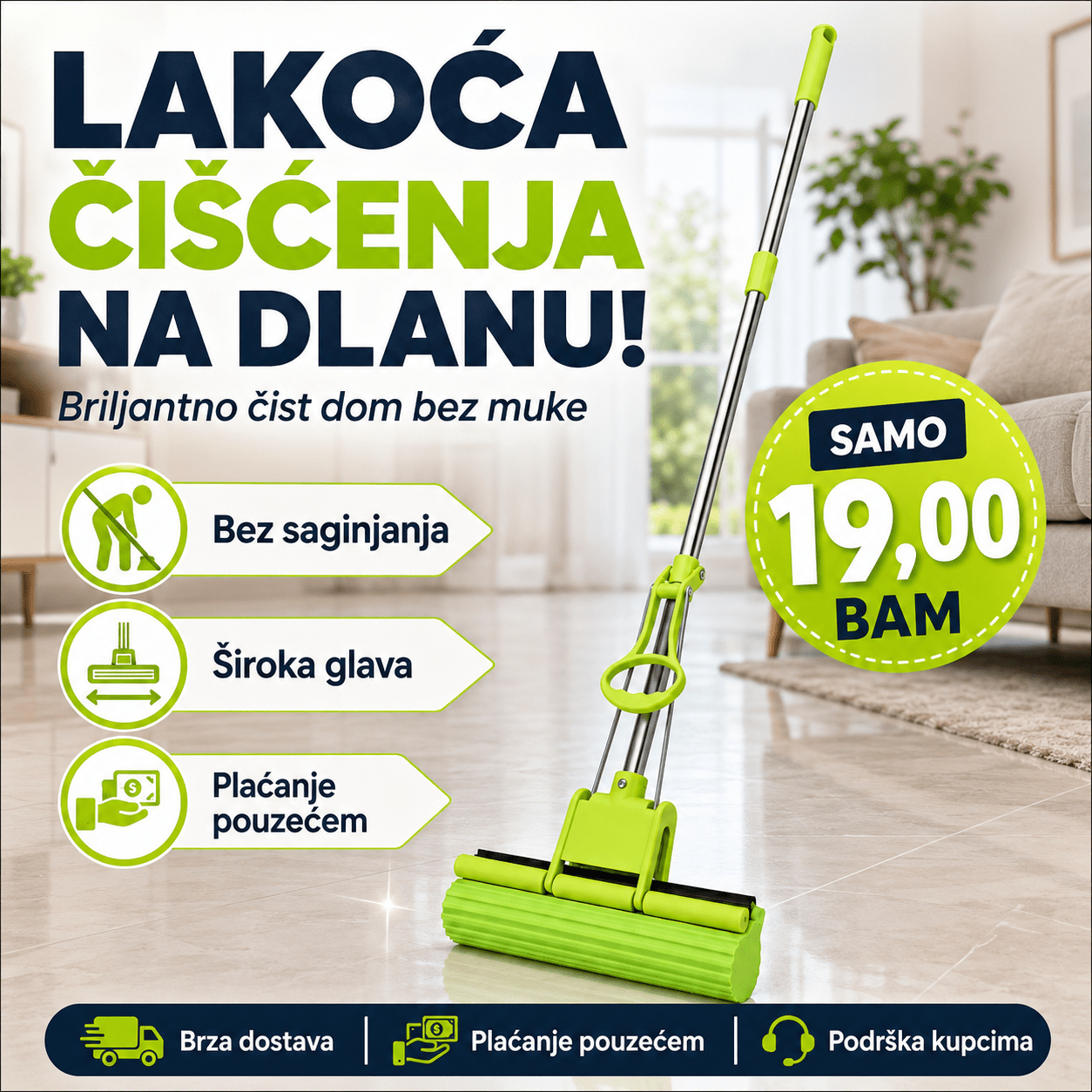 Inovativni Mop s Teleskopskom Ručkom – Kućanski Pribor i Čišćenje – – slika 7