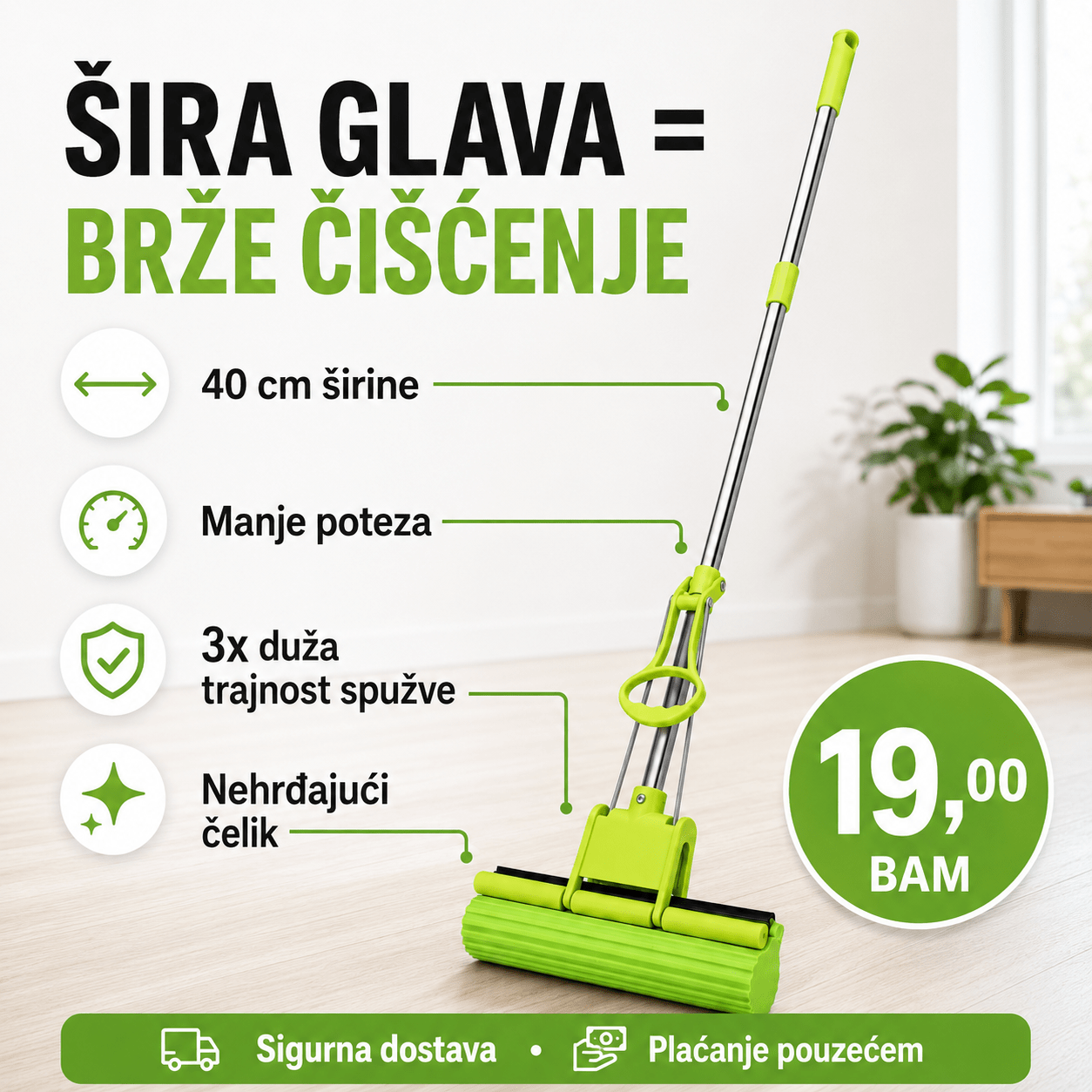 Inovativni Mop s Teleskopskom Ručkom – Kućanski Pribor i Čišćenje – – slika 2